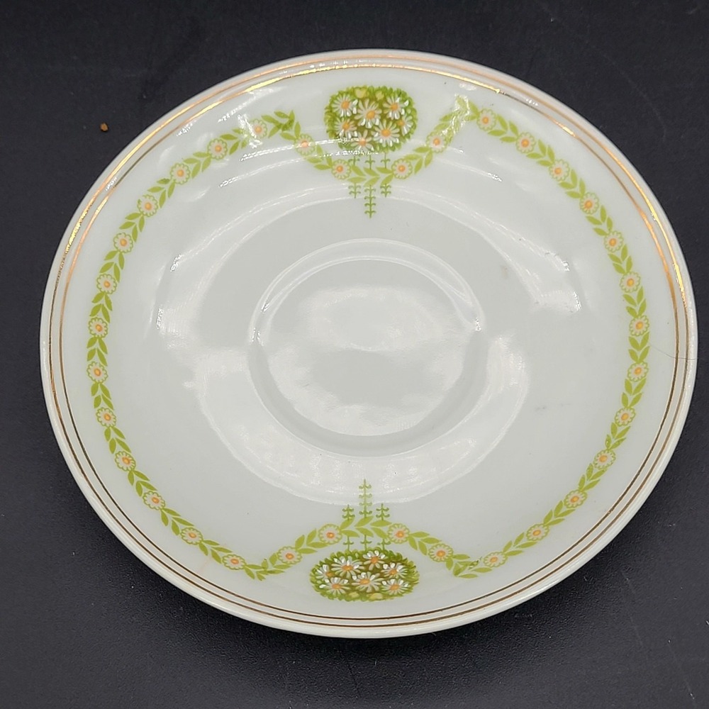 Weimar Germany Saucer 4.5" Green Daisy Garland Vintage Porcelain No Damage